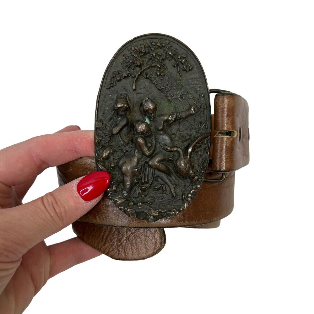 Bergamot Brass Belt Buckle Art Nouveau Nudes in The Woods Napoleon Emperor A 180